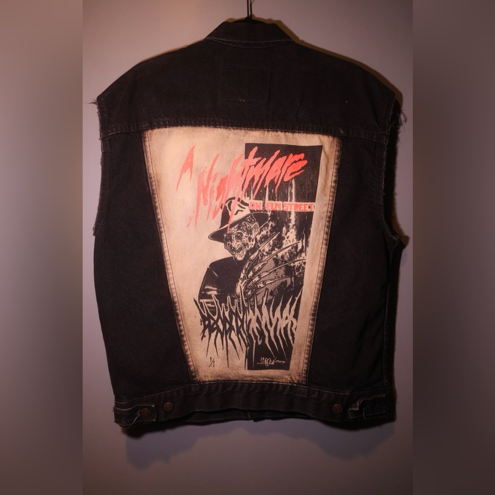 Custom Freddy Krueger Printed Levi’s Black Denim Vest